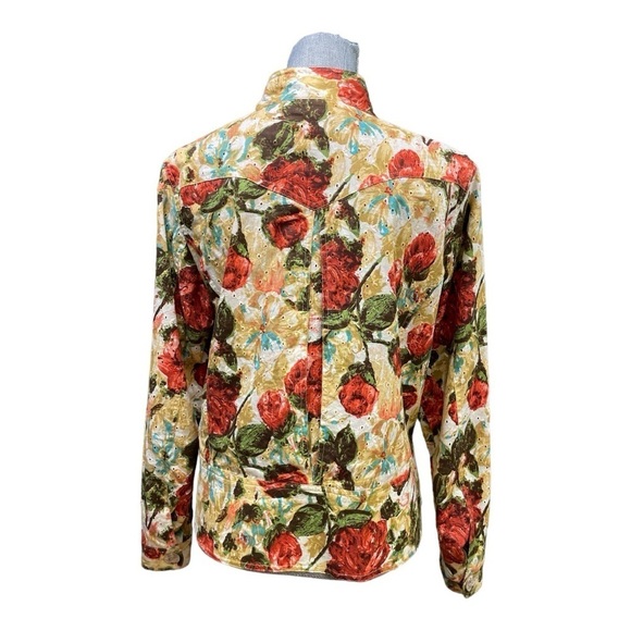 BAMBOO TRADERS Floral Cotton Eyelet Lined Short Blazer/Jacket - Size Large - Picture 3 of 10